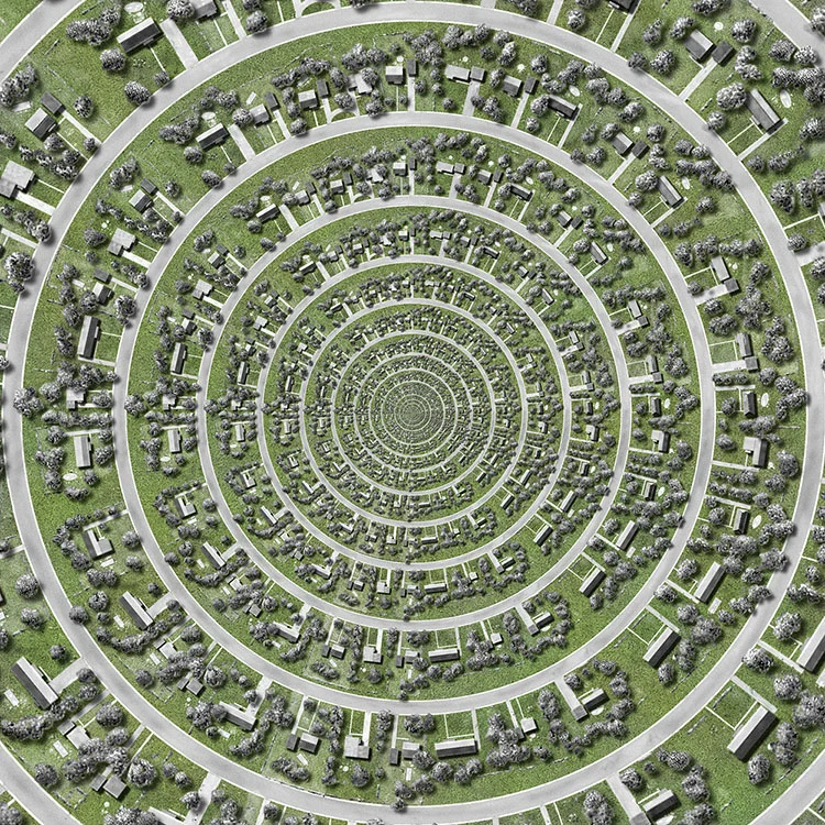 Ross Racine, "West Concentric Estates" edition of 20, 12"x 12"