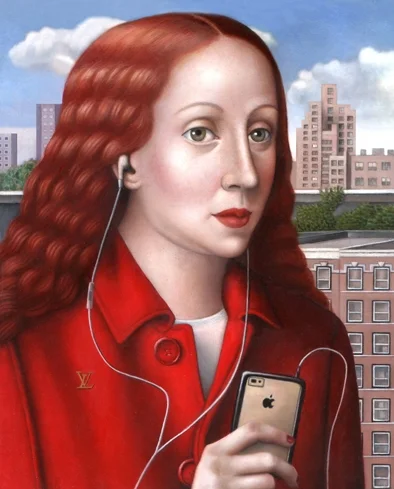 "Woman with Red Coat" oil on panel, 8"x 10"