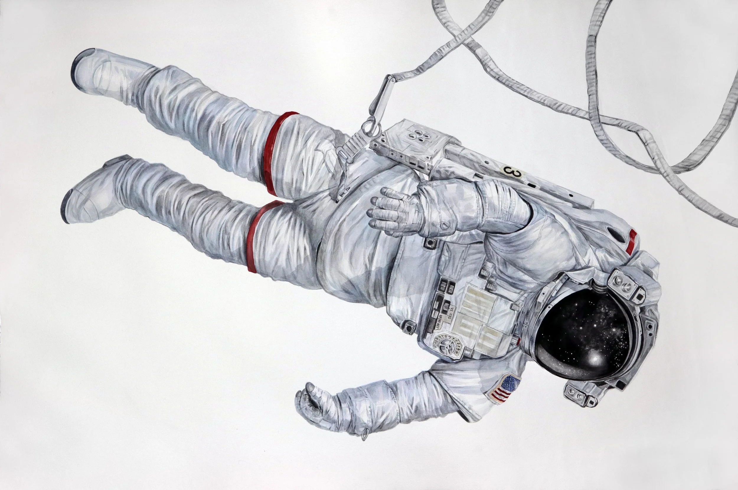Thomas Broadbent, “White Noise” watercolor on paper, 40”x60”