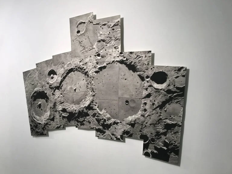 Thomas Broadbent, “Lunar Crater Chain” watercolor on paper panels, 42”x65”