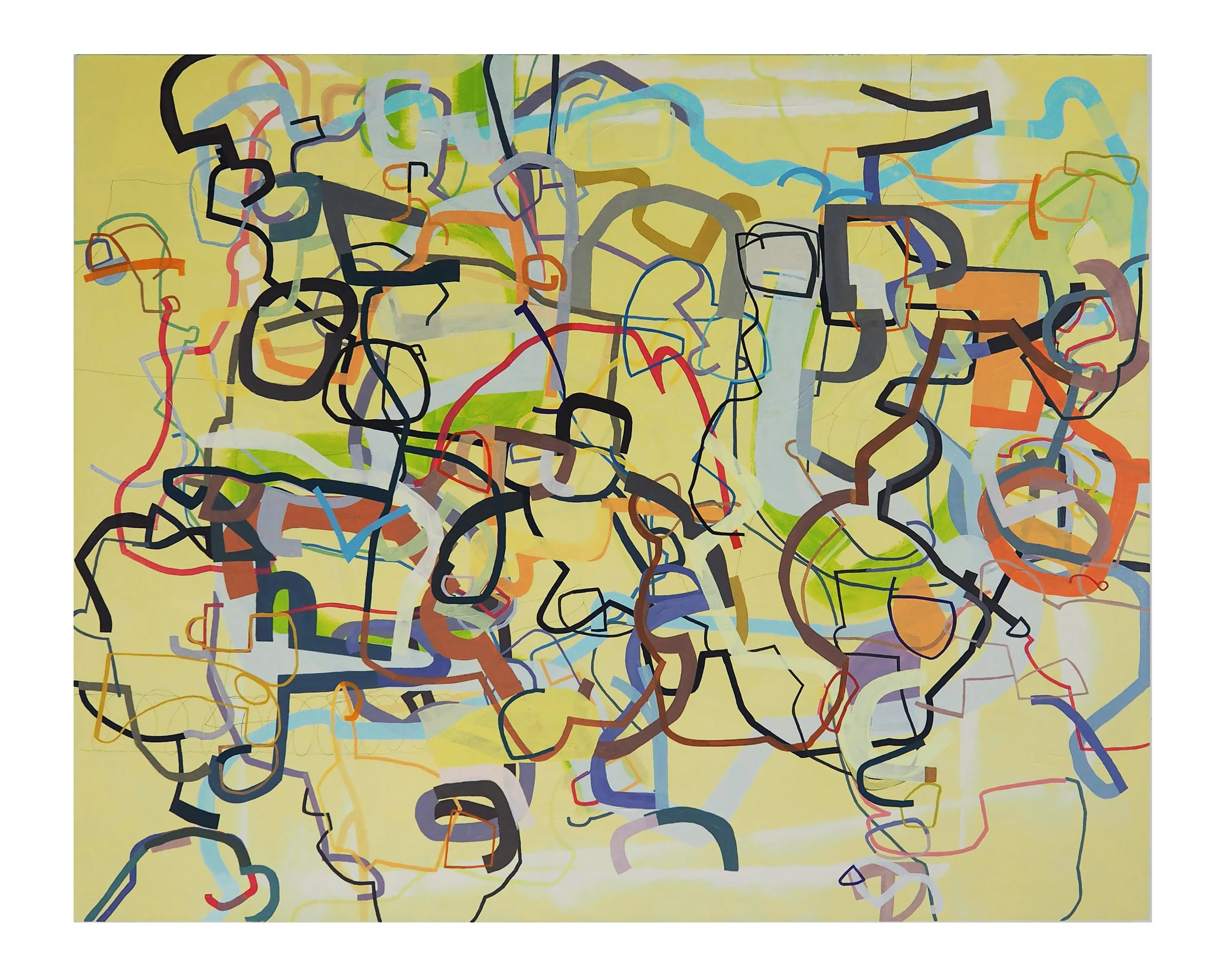 “See Here, What is the Meaning of This?, (oil, graphite on canvas; 48”x60”)