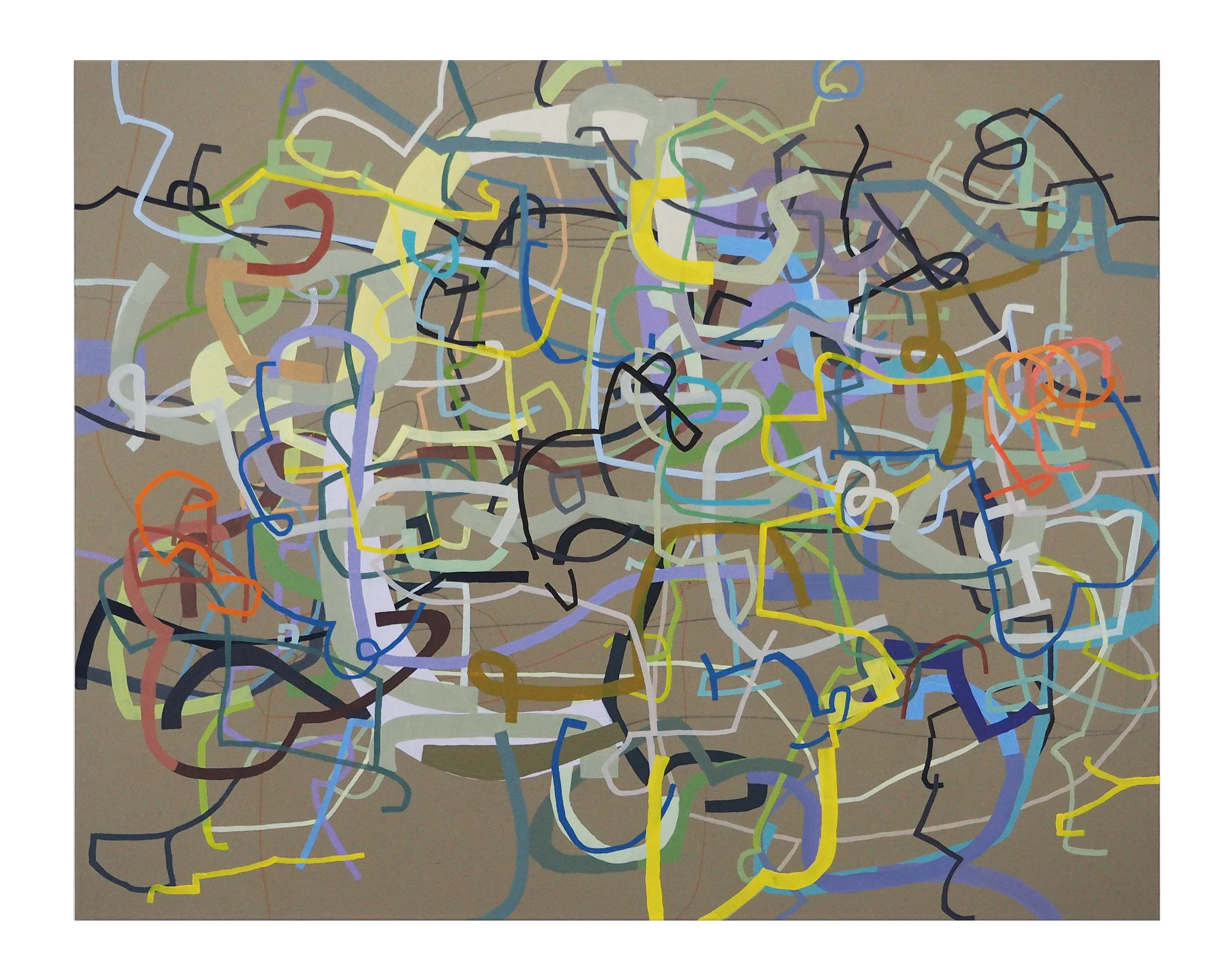 “Fluency and Clank,” 2019, 30 x 24” (oil, graphite on canvas)