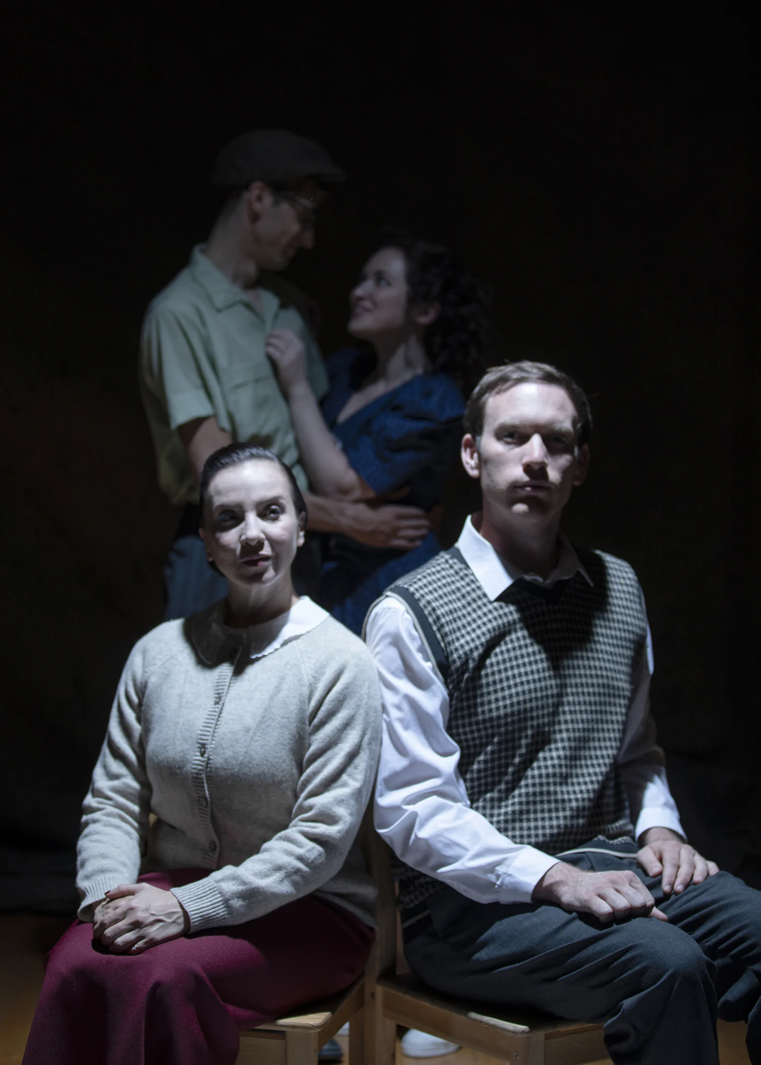Claire Hancock and Christopher Pancratz as the Narrators. Photo by Tim Fuller.