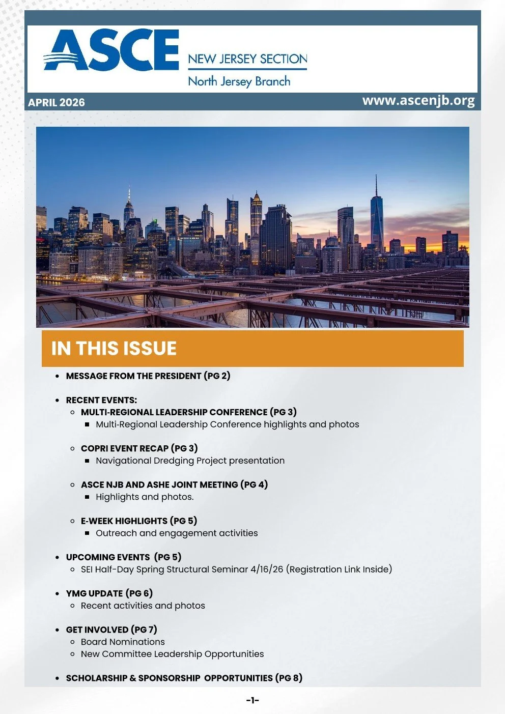 Newsletters — ASCE North Jersey Branch
