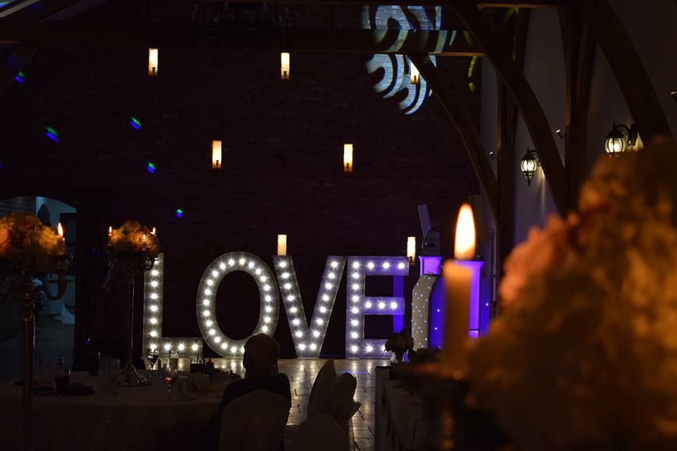 Light Up LOVE Letters Hire Nottingham, Derby, and the East Midlands