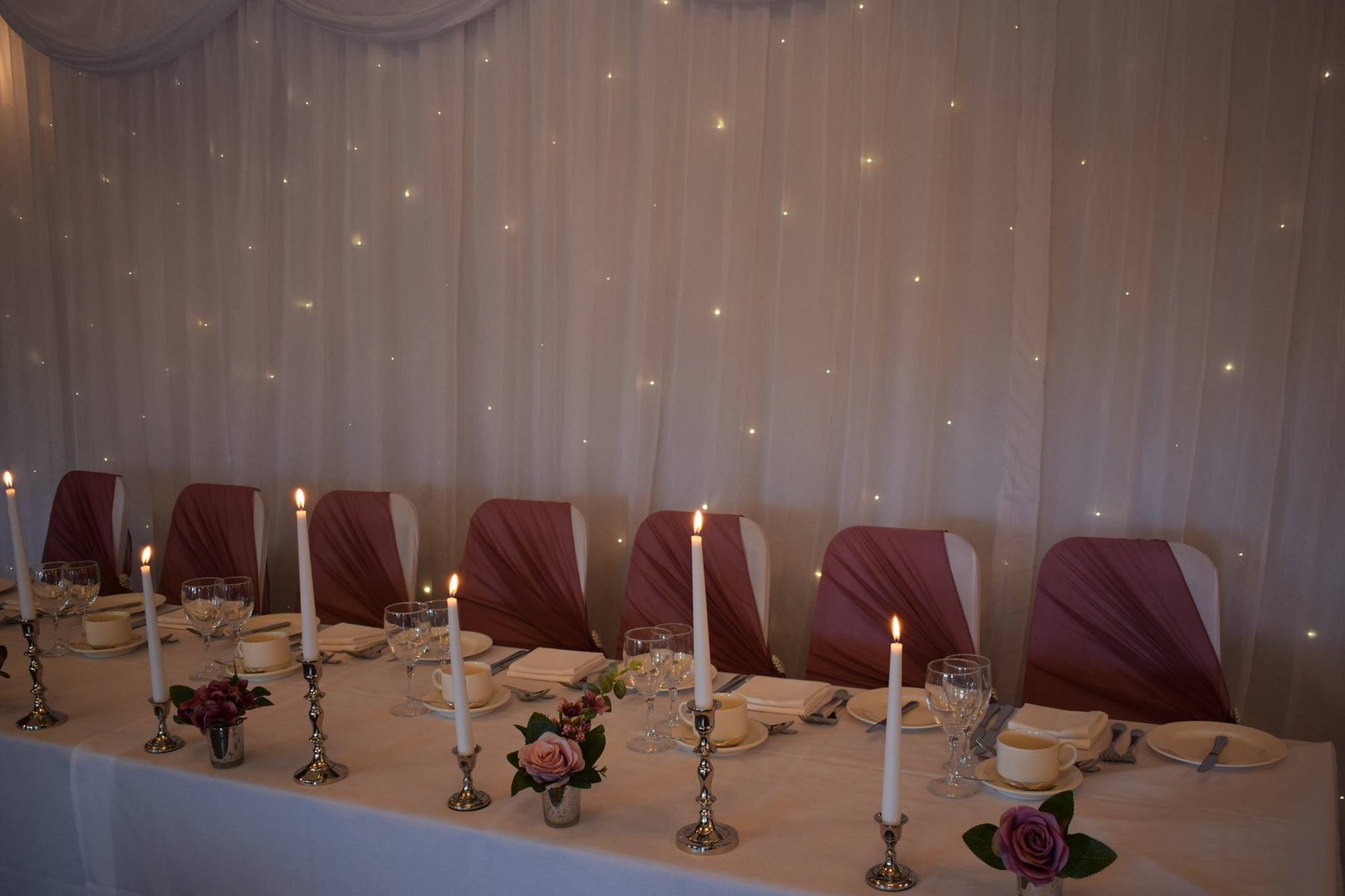 Dream Weddings and Events Ltd, Starlight Backdrop & Top Table Candles.jpg