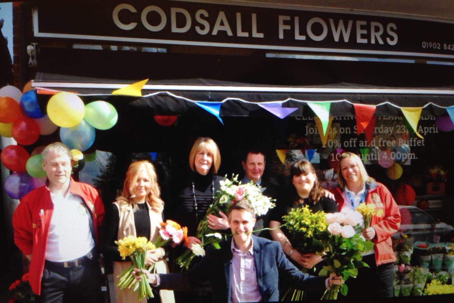 Florists Outside Codsall Flowers with MP Gavin Williamson