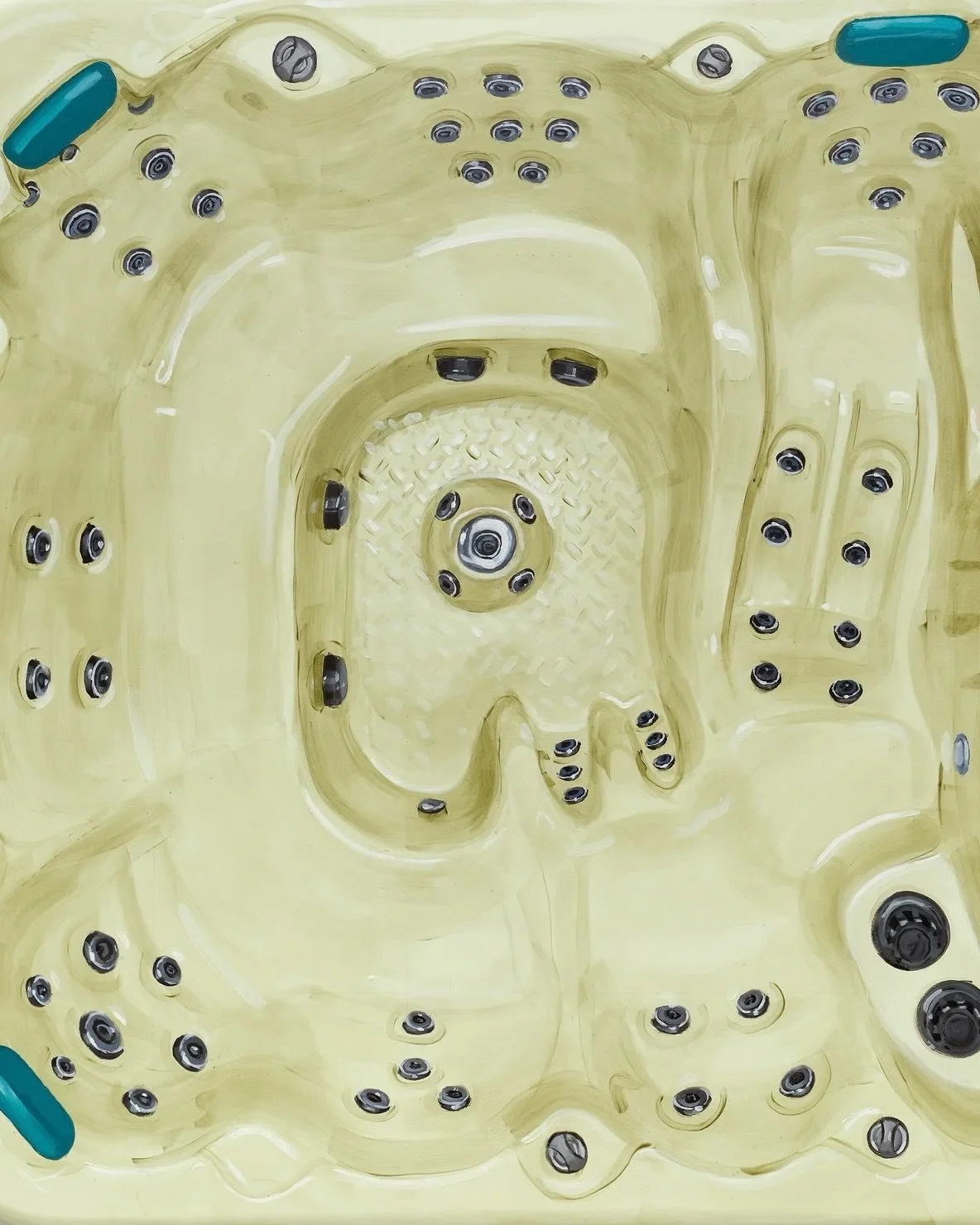 One of the things I&rsquo;ve enjoyed most about showing Harry Woodrow&rsquo;s Private Jets is the way these paintings seem to catch something very current without ever announcing themselves as &ldquo;about now&rdquo;. They are paintings of jacuzzis -