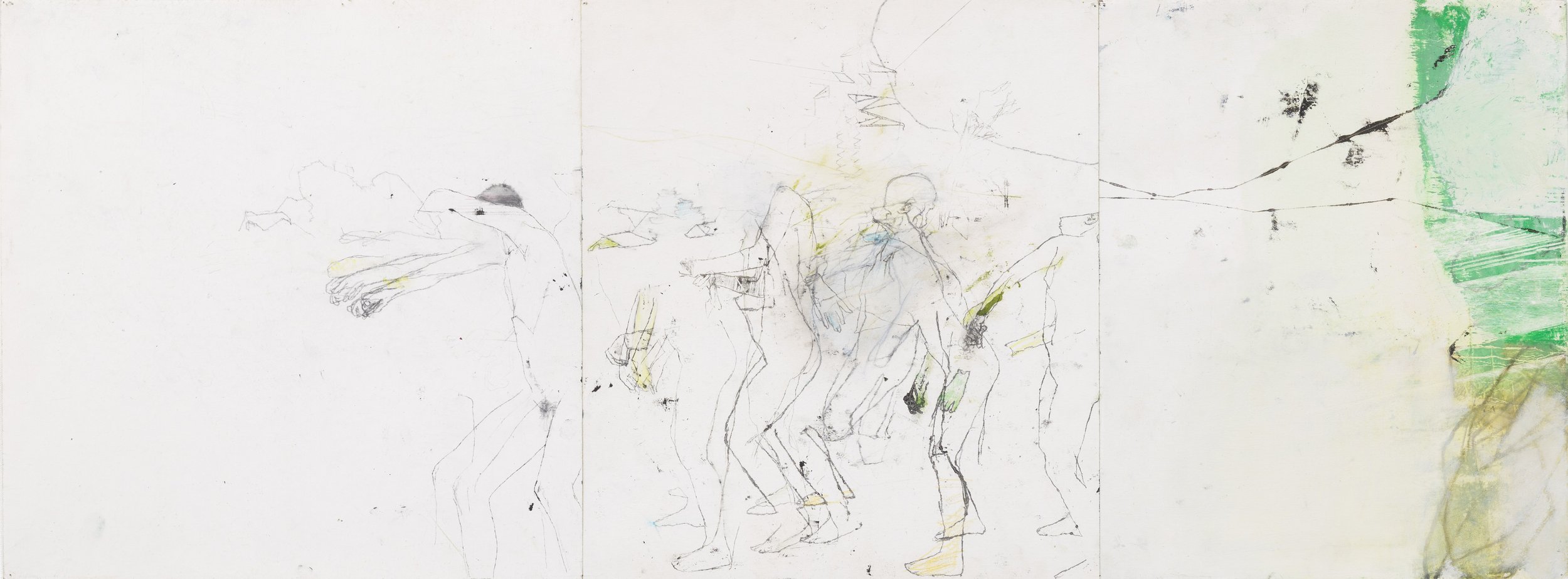 Crop Justin Mortimer Work on Paper oil, charcoal, watercolour and pastel on three sheets 42 x 113 cm 2024.jpg