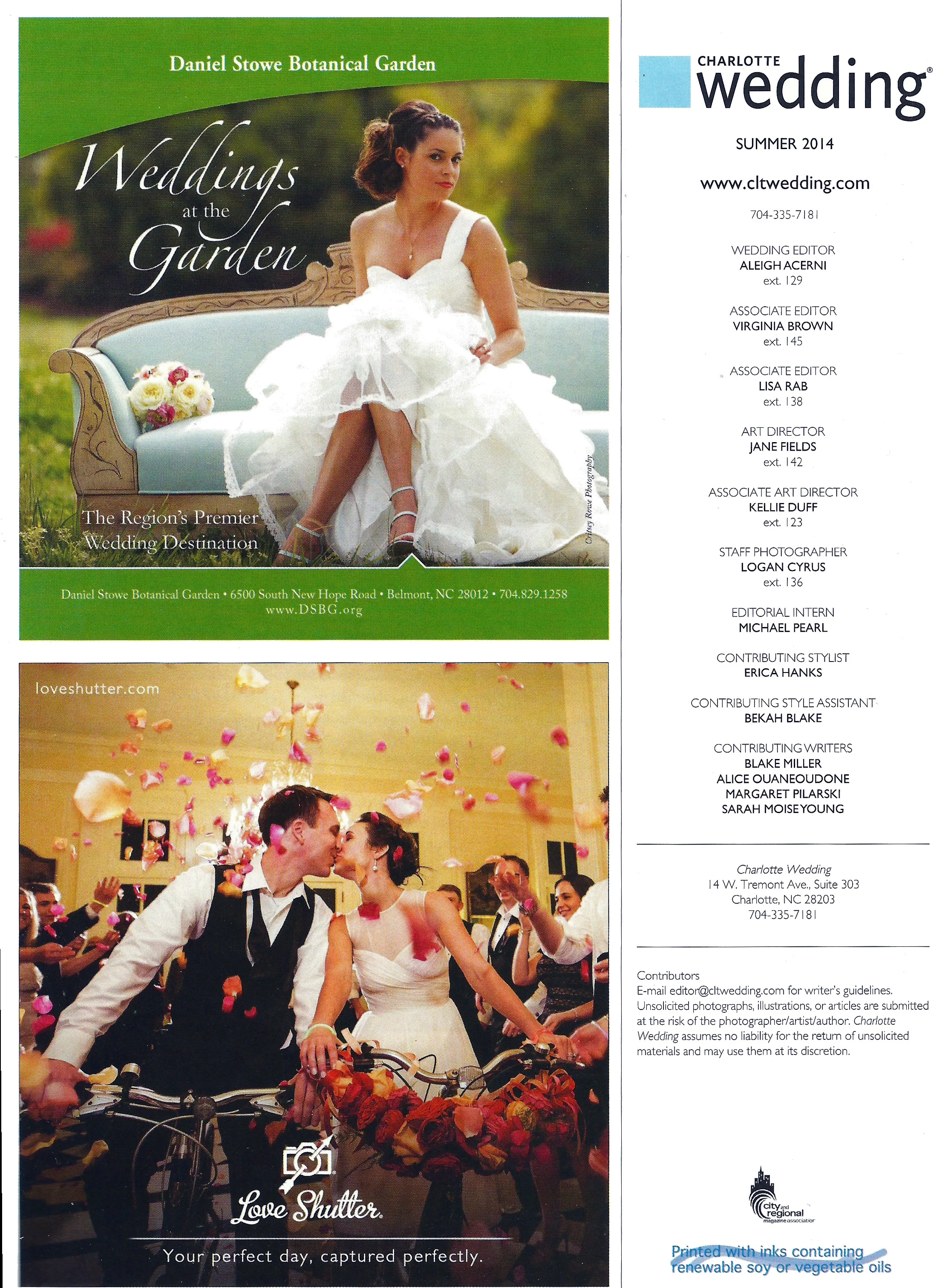   Charlotte Wedding, Summer 2014 .&nbsp;  Editorial Intern. 