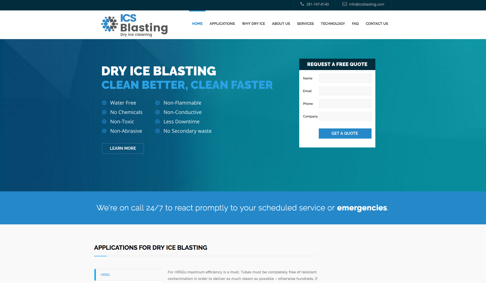 "ICS Dry Ice Blasting Services Website" 