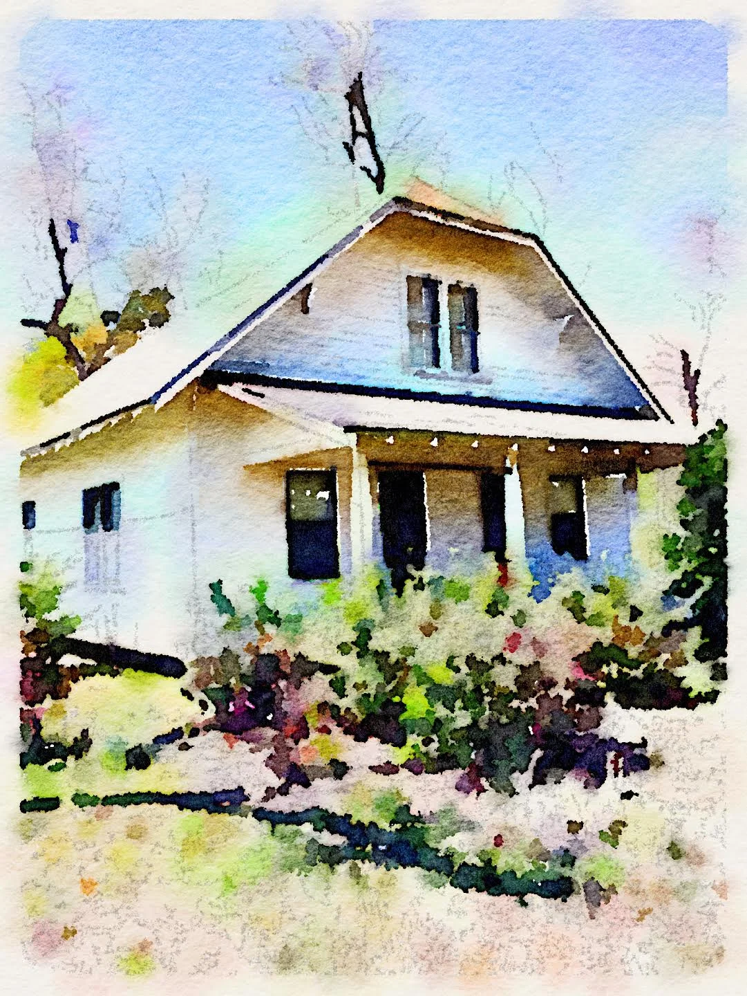 Artwork I had created of our little farmhouse that I had planned on giving the owner to remember her family home. 