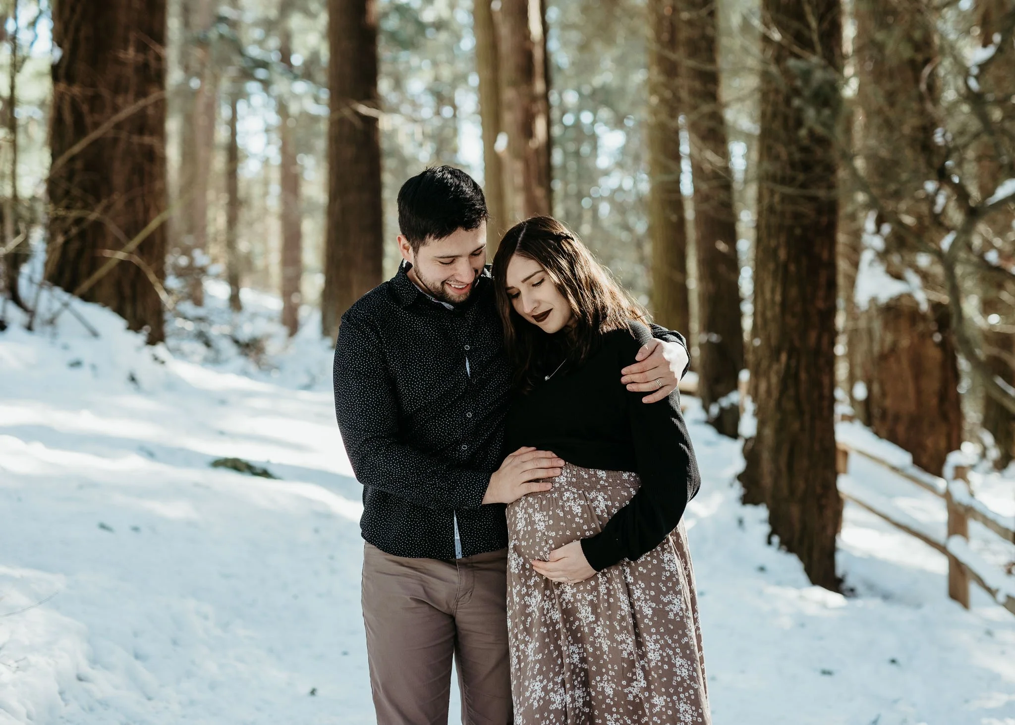 Winter Mt Tabor Maternity Session | Maria + Freddy