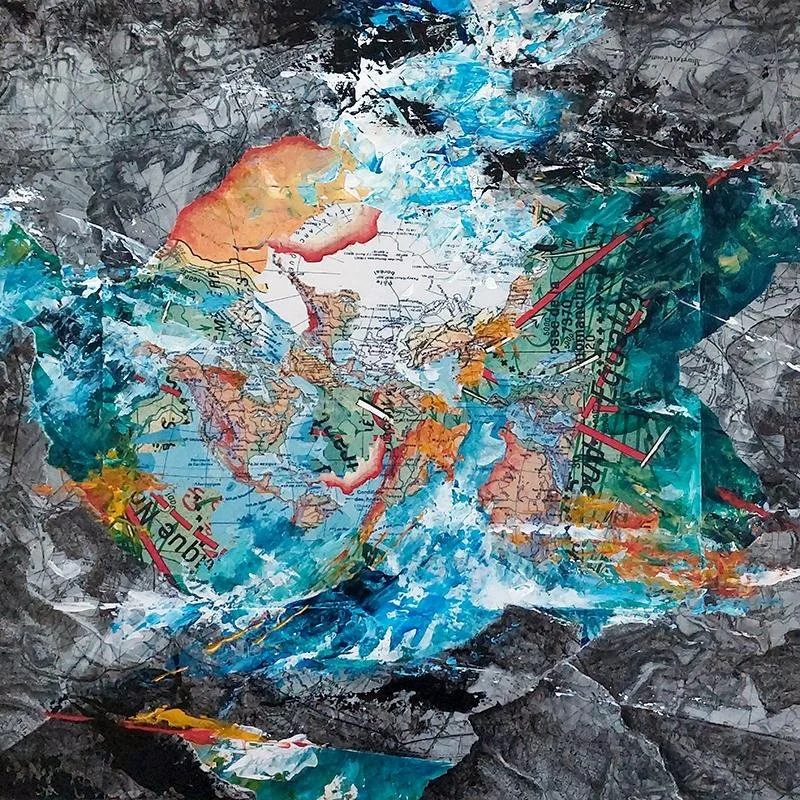 Imago Mundi I (carte-marouflée, peinture)