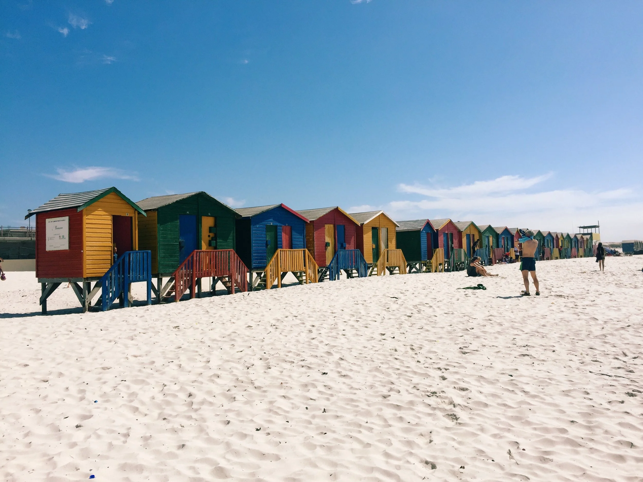 Colorful Chalets, Muizenberg Beach, South Africa.