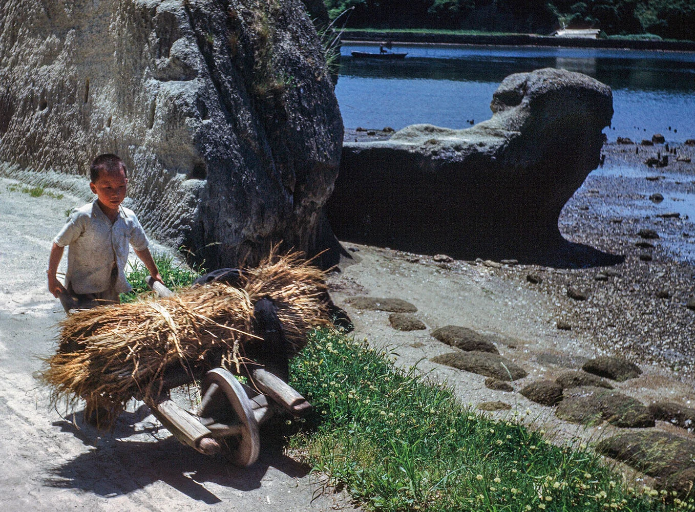135- Miyato Jima, Boy Pushing Wheelbarrow