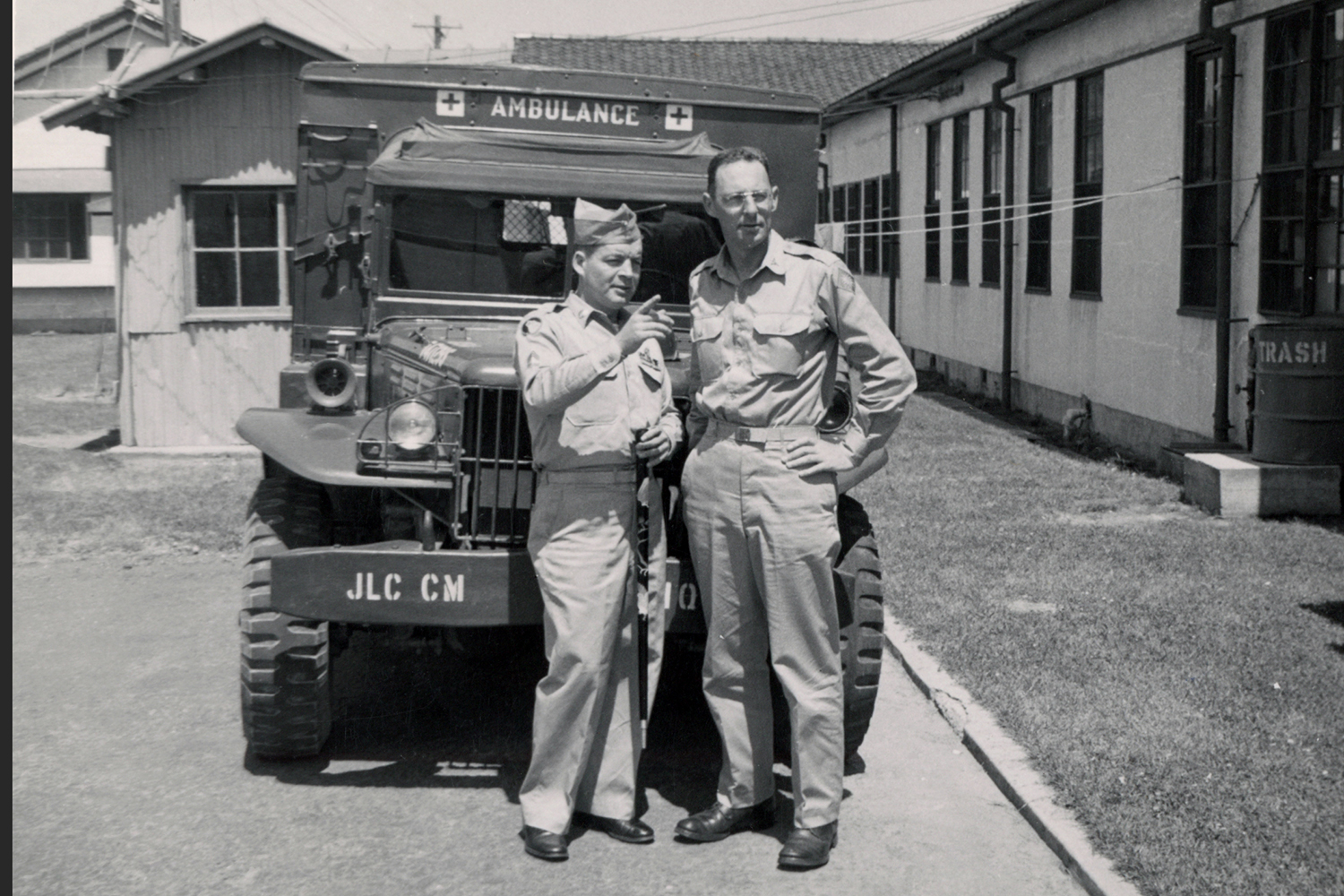 153- George Butler in front of Camp Ambulance