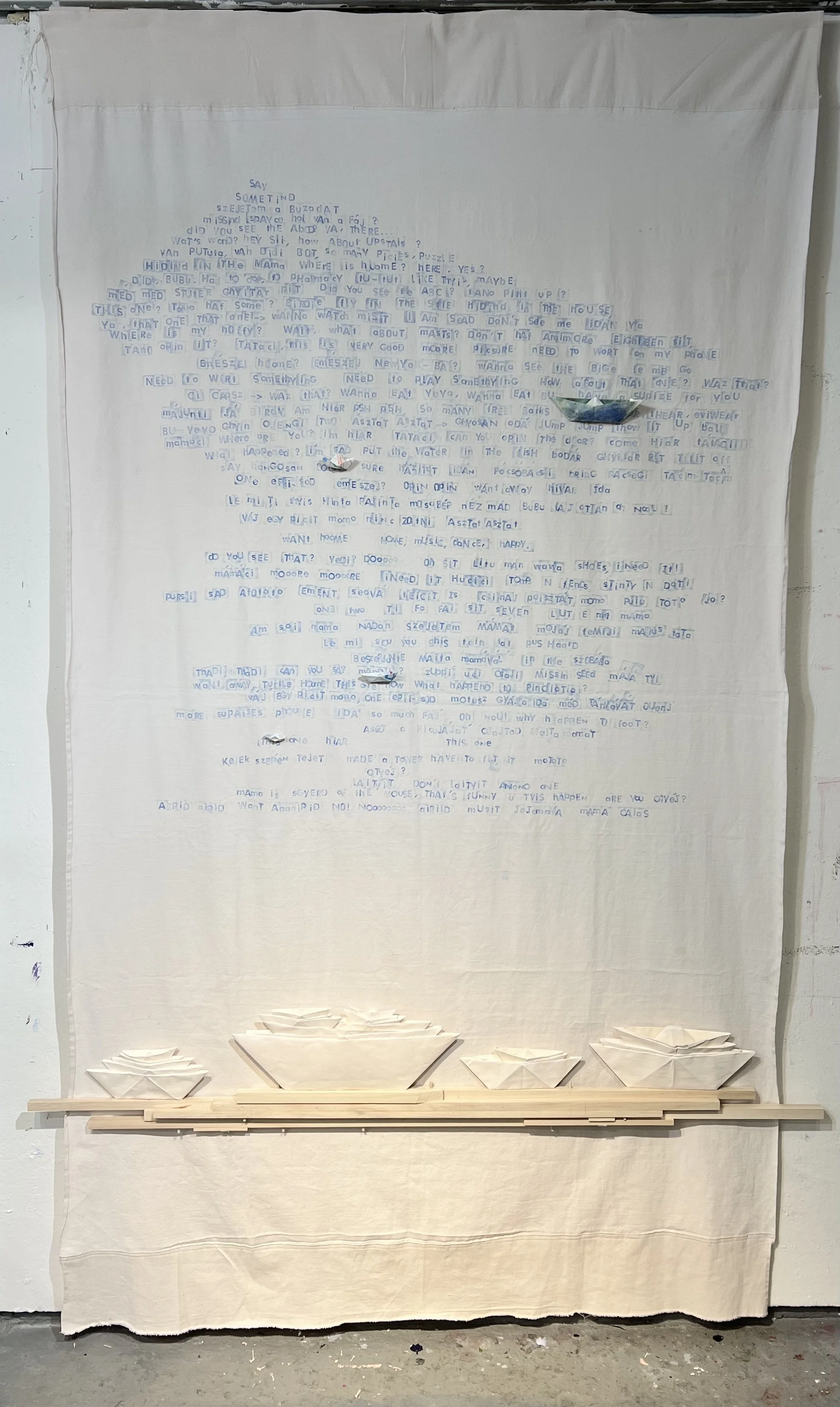  fabric, ink, paper, wood  2022 