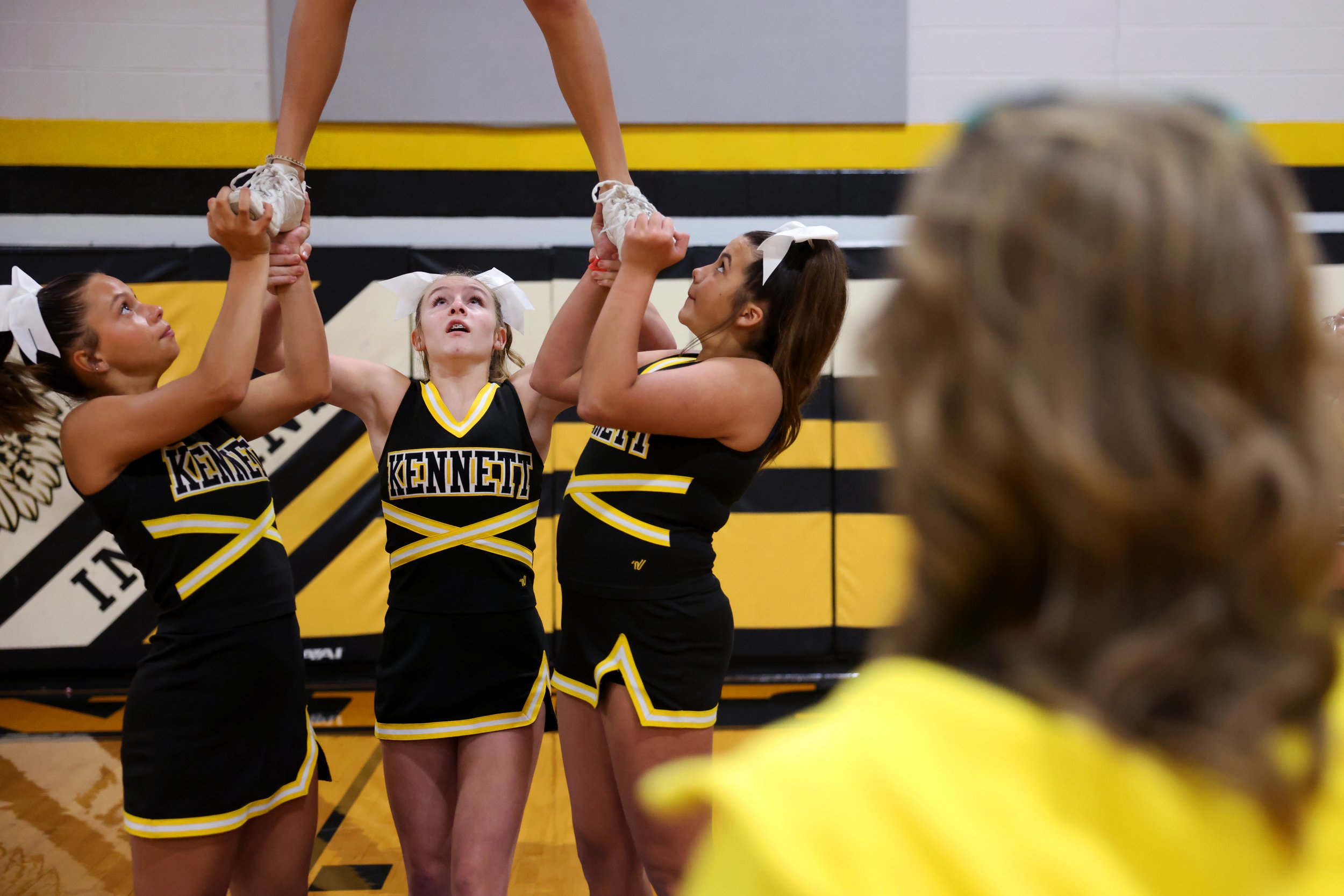 A day after the abuse, Alyssa is seen in her regular routine as Malinda Harris coaches the Kennett Middle School cheer team before a game.