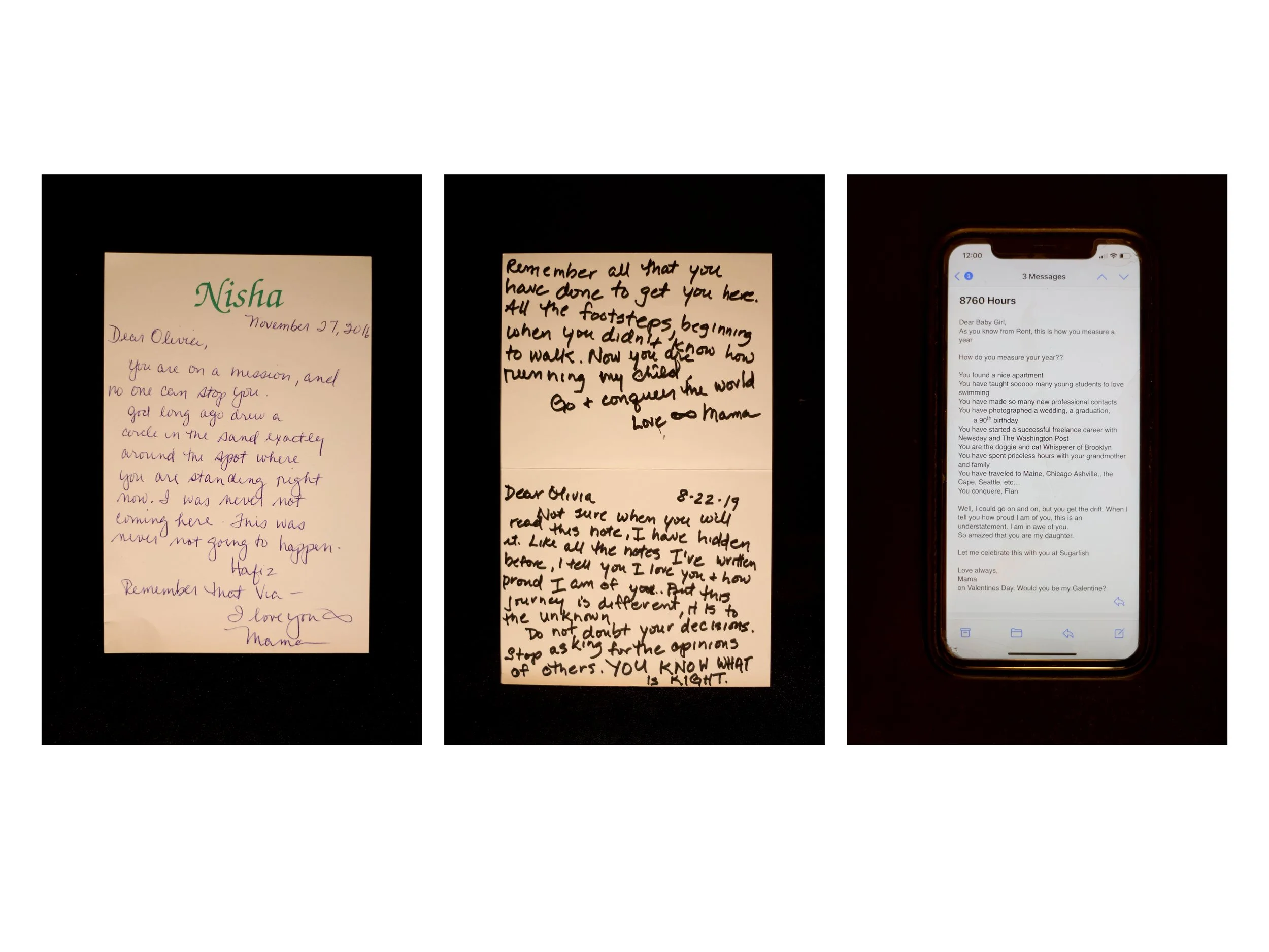 Nisha Falcigno finds creative ways to write letters to her daughter. From pen to sharpie to email, these notes illustrate her vision decline throughout the years.