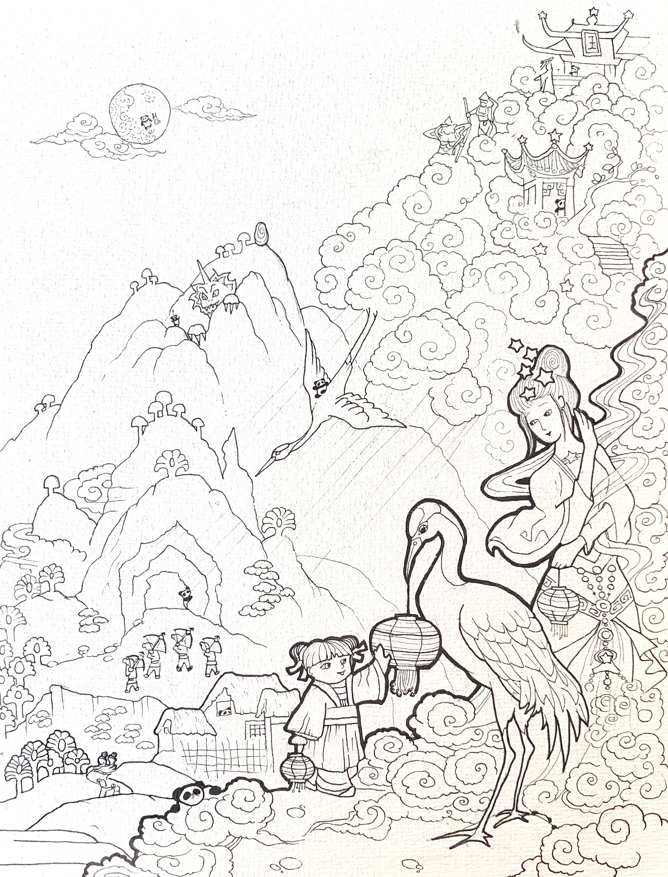 ^This is the coloring page for the Lantern Festival Legend! Download here * * Note: Coloring pages are free for Panda Tribe Newsletter folk! Be sure to use your gift code:)
