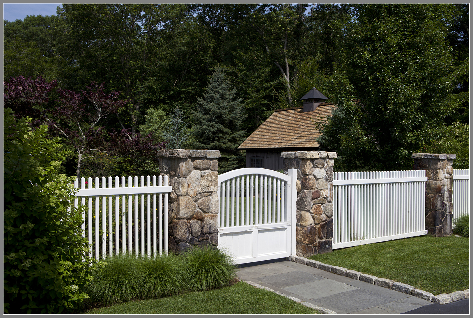 Picket Fence with stone columns