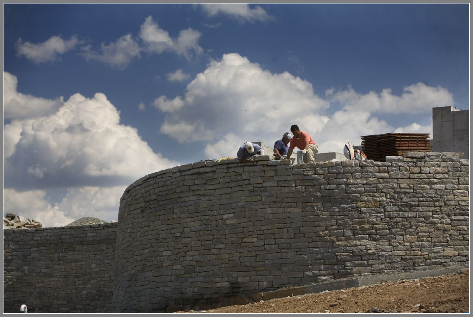 Cut quarry stone wall