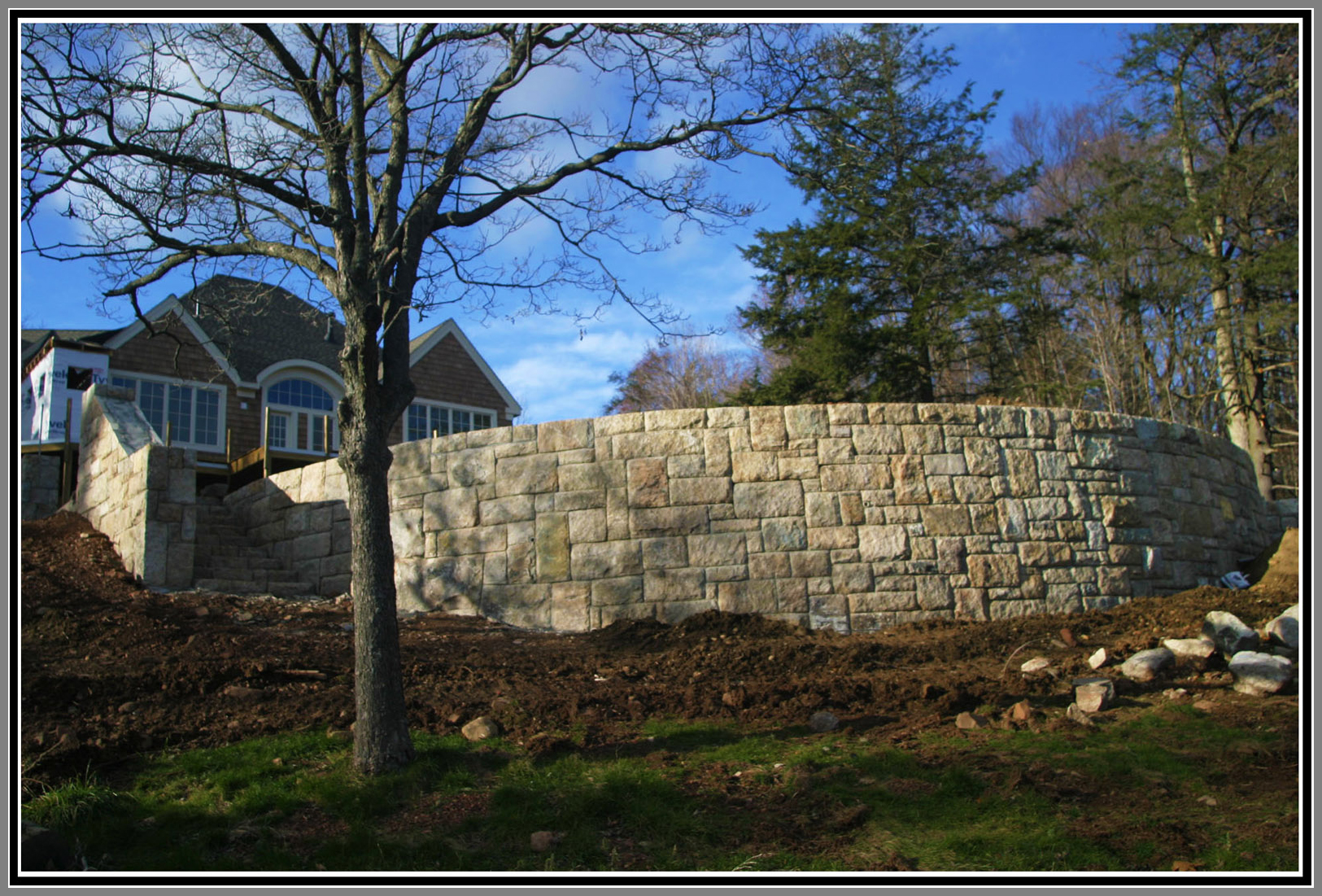 Retaining stone wall