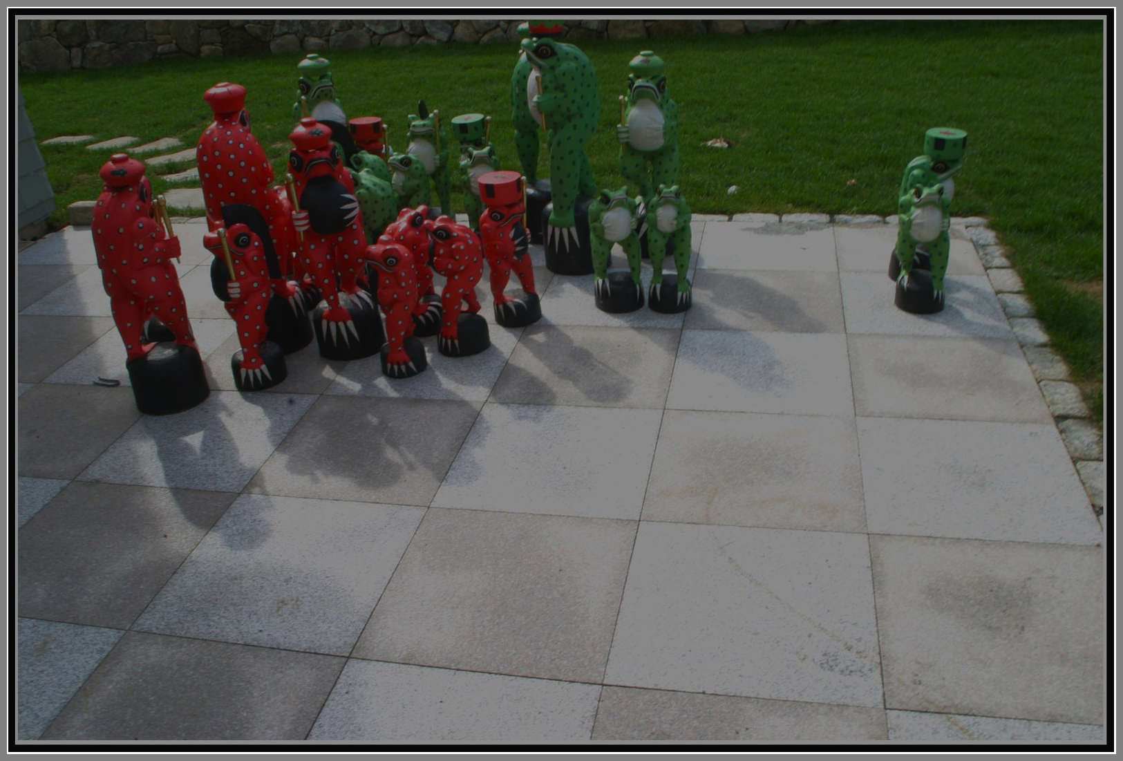Chess board granite patio
