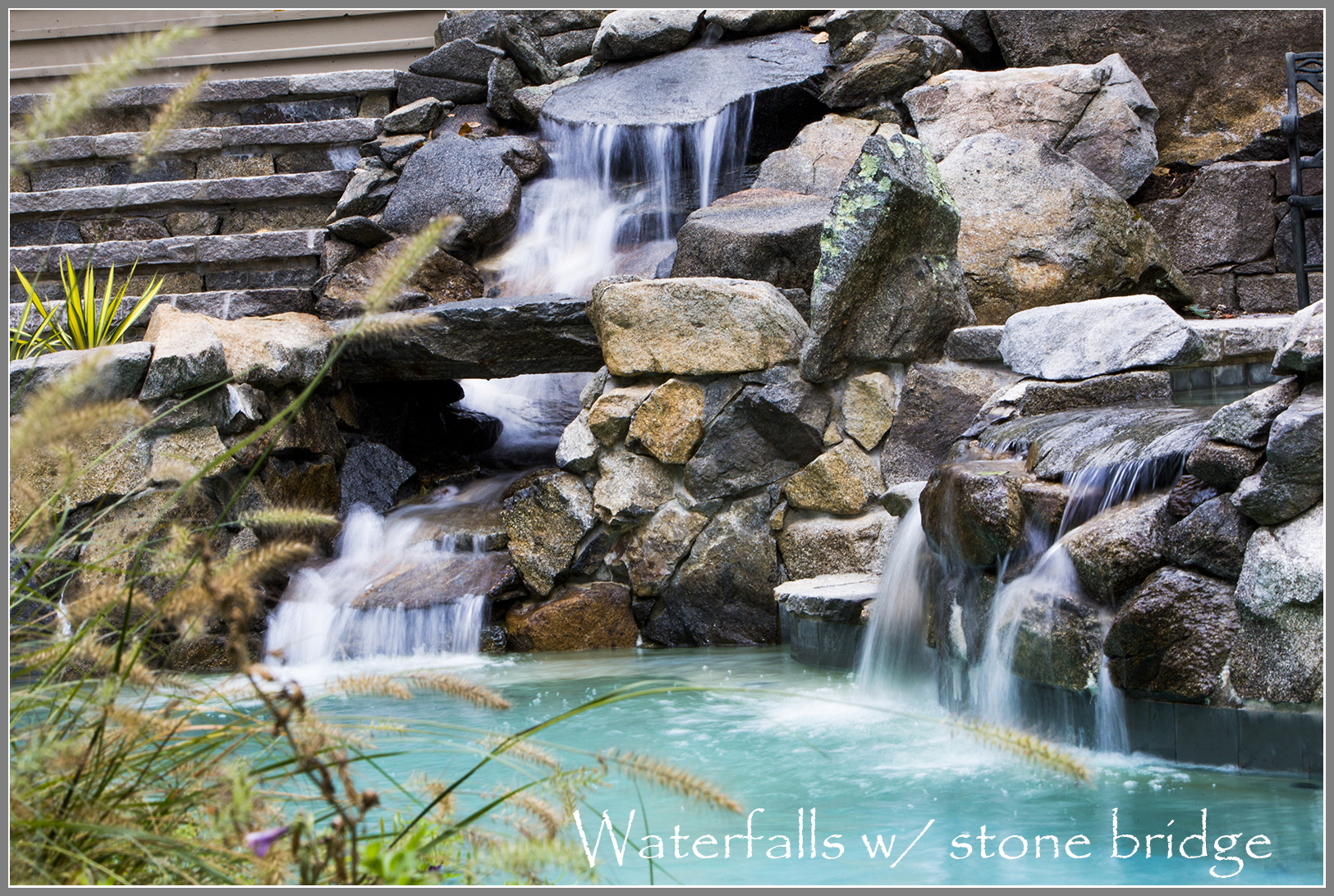 Good use of the steep slope for waterfalls