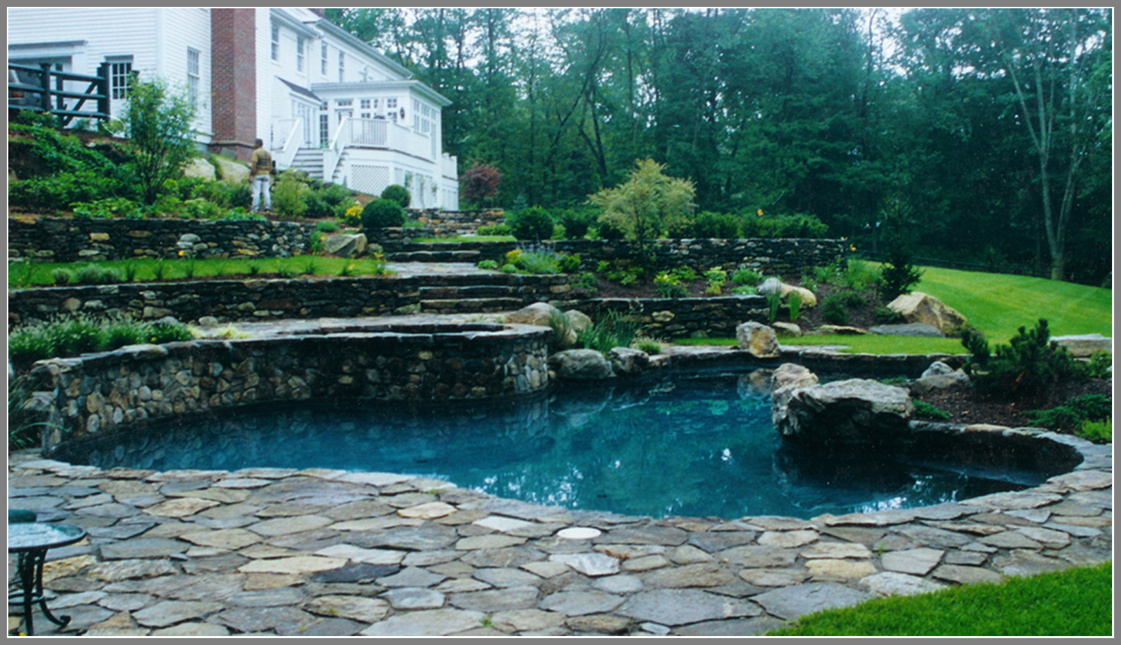 Swimming pool design with terrace