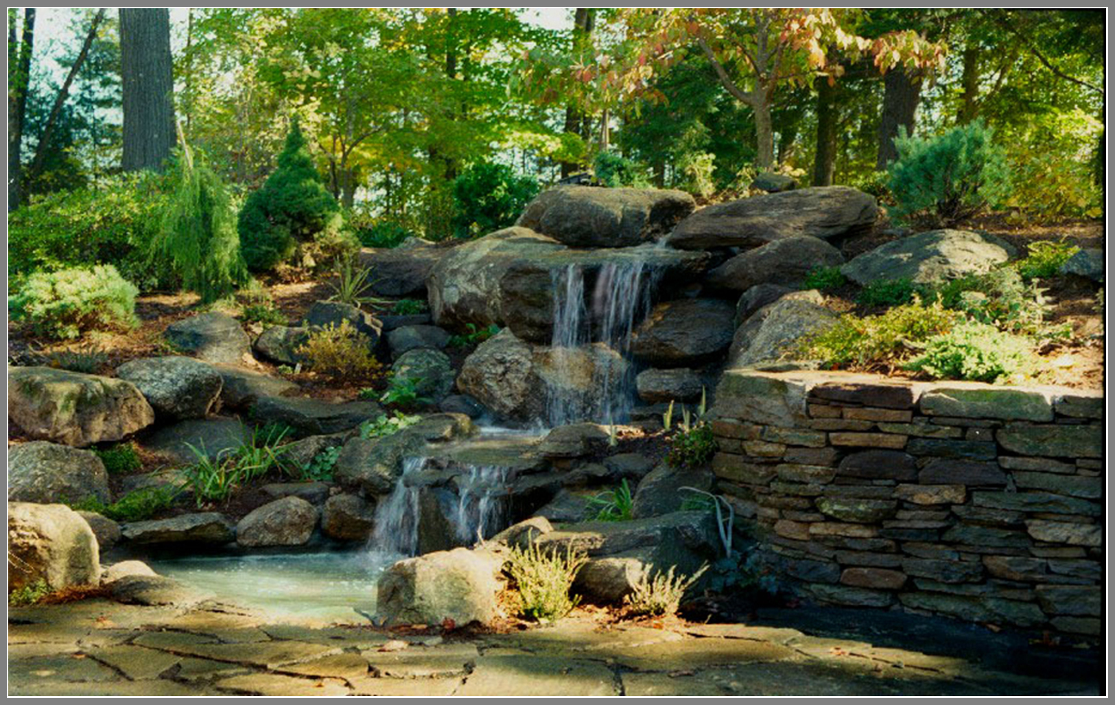 Waterfalls and pond