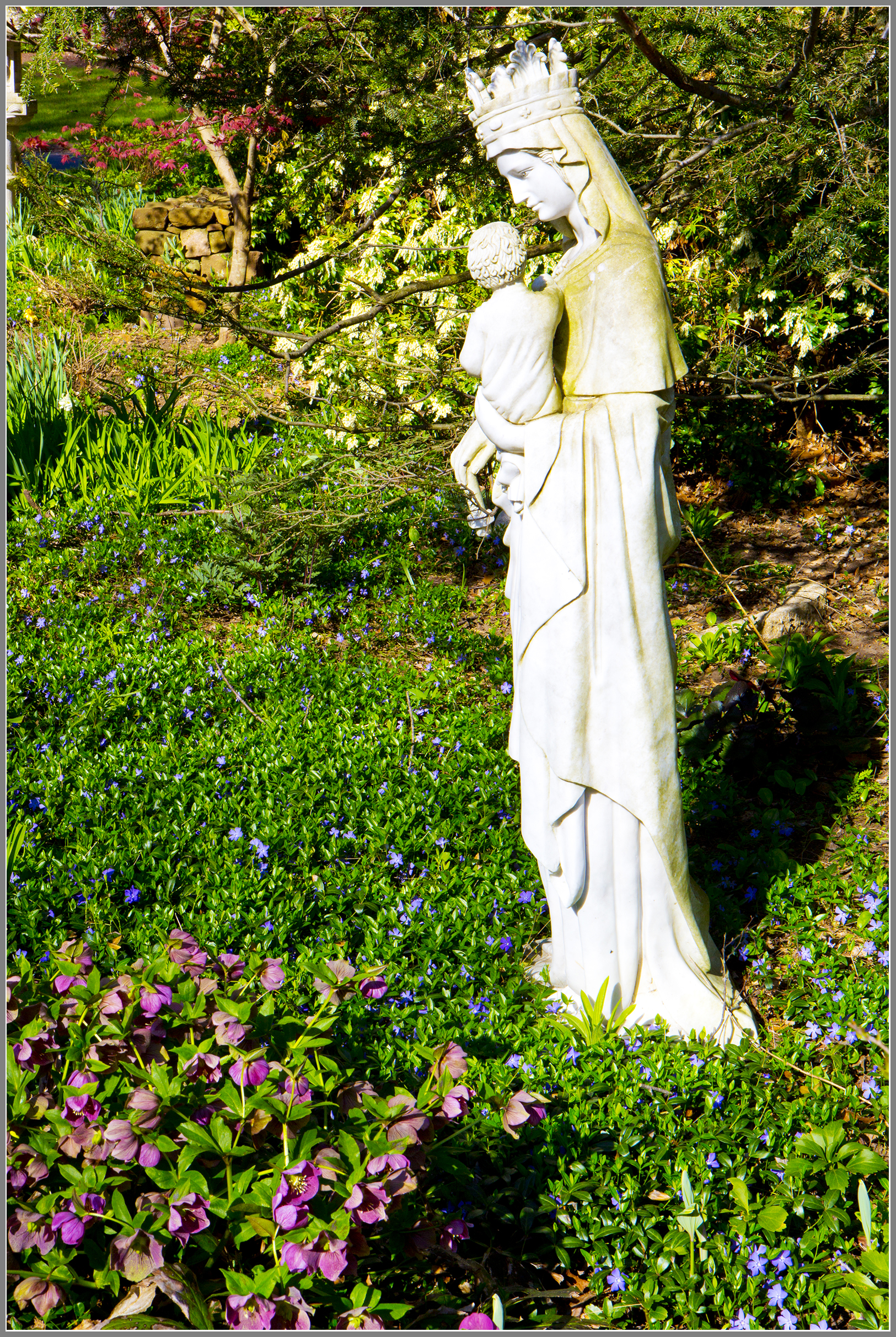 Marble Mary and child statue