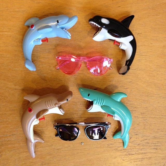 water gun fight anyone? #shoplocal #springtime #watergun #shark #dolphin #bulugawhale #hammerheadshark #athensga #athensgeorgia