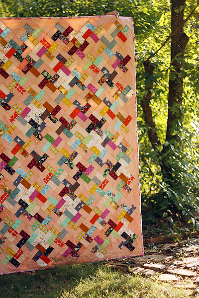 Peach Swirl patchwork quilt