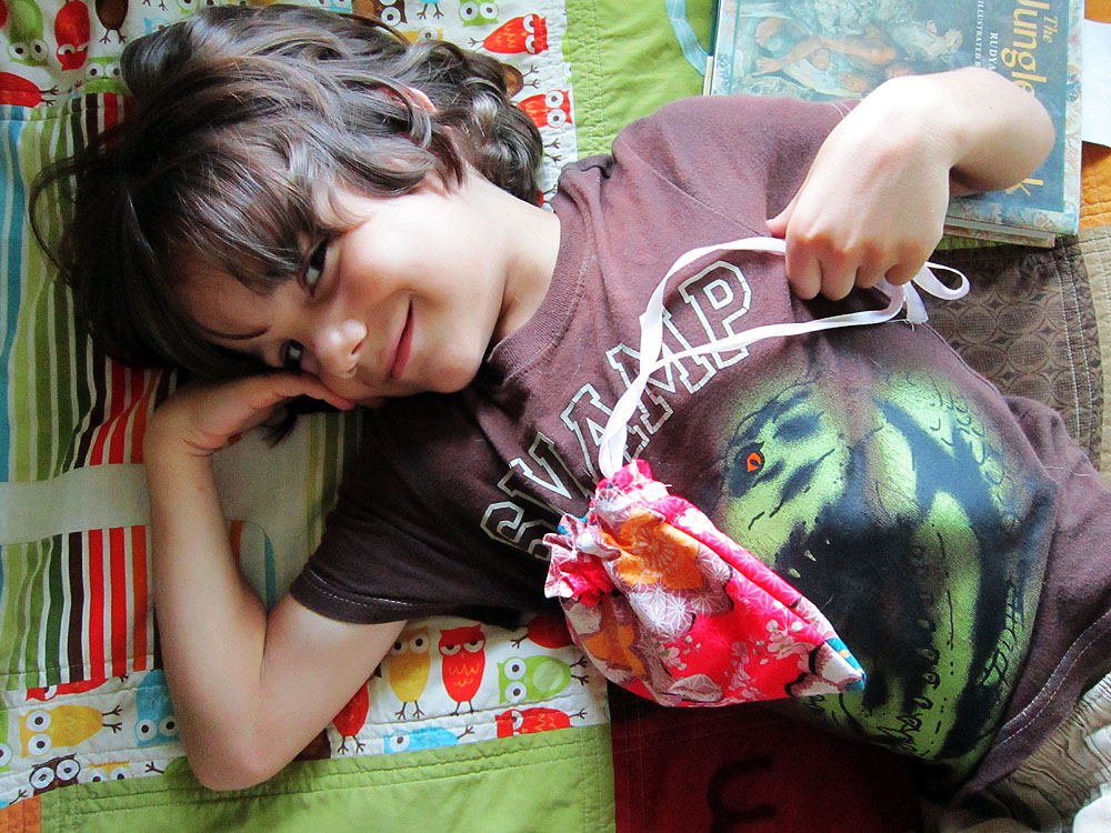 Liam's pouch, age 6