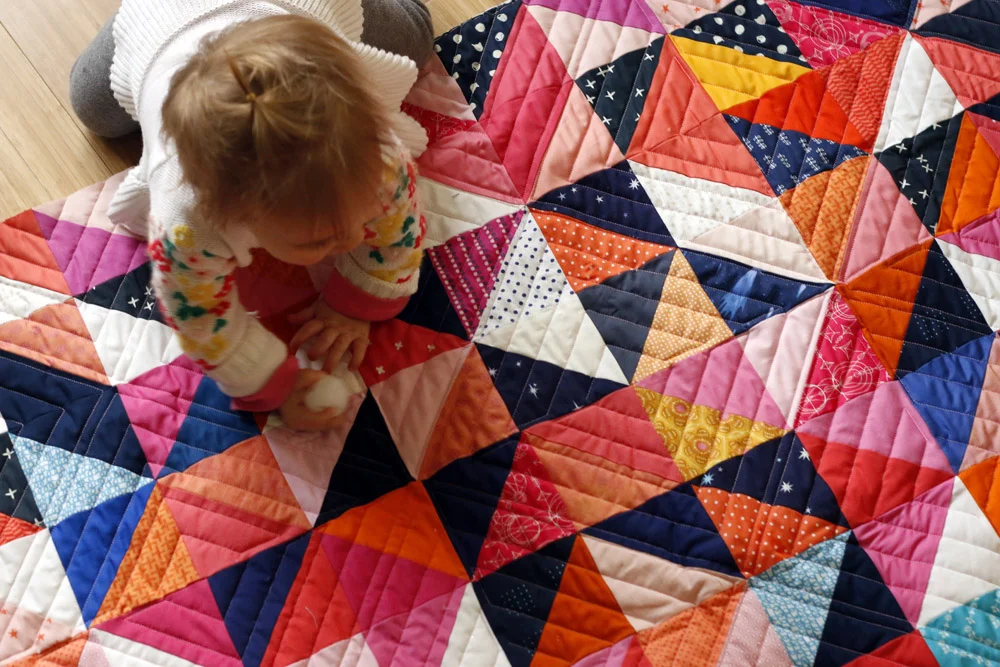 Modern Quilting for a Half Square Triangle quilt