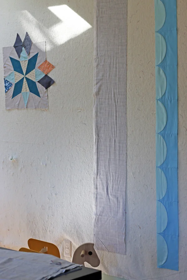 ideas on design wall. Stitched in Color.jpg