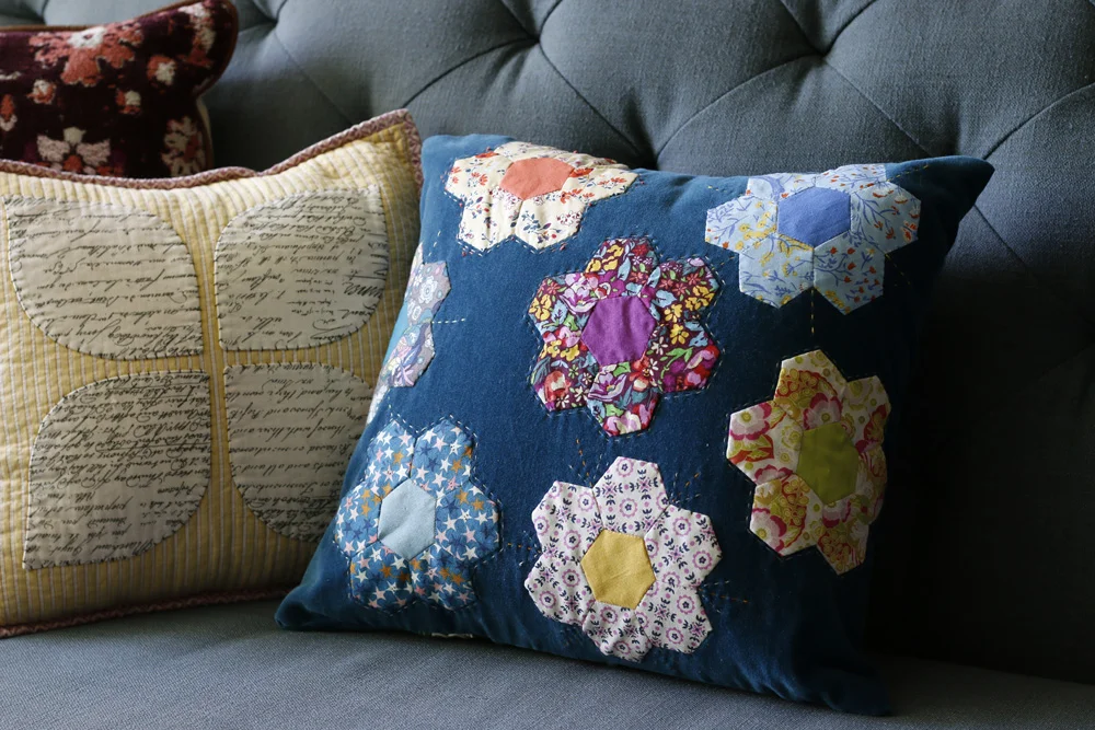Hand quilting on Velvet. Stitched in Color.jpg