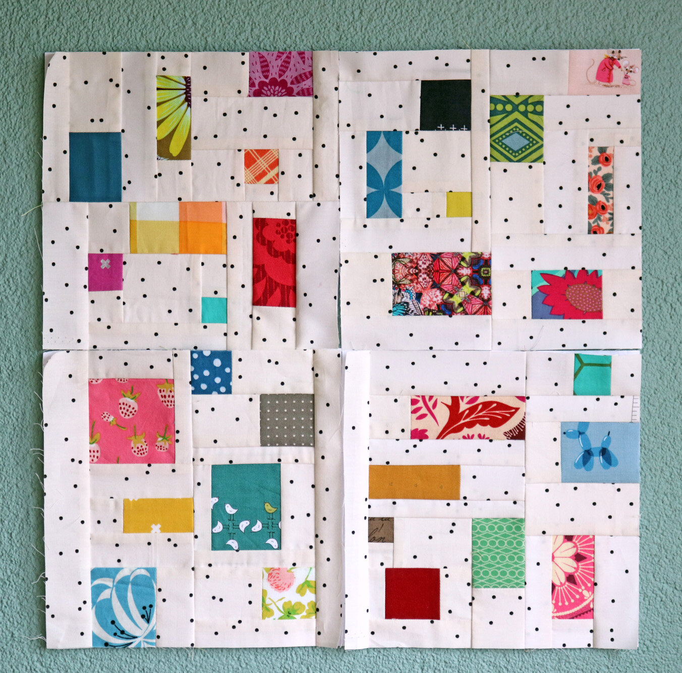 Scrap Quilt Blocks: Confetti Quilt progress — Stitched in Color