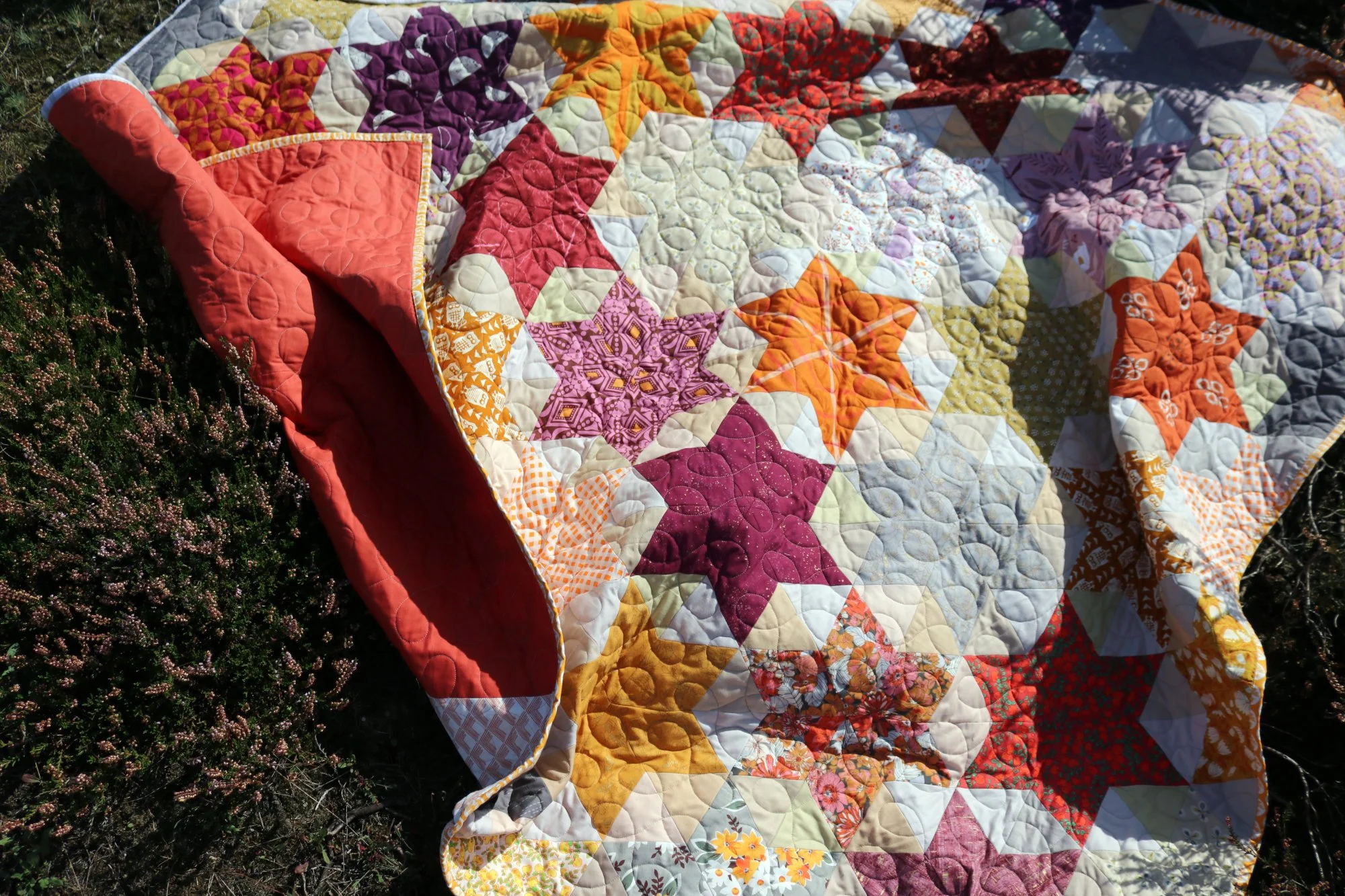 Wheat Harvest Starbright Stars quilt — Stitched in Color wheat-harvest-starbright-stars-quilt-stitched-in-color