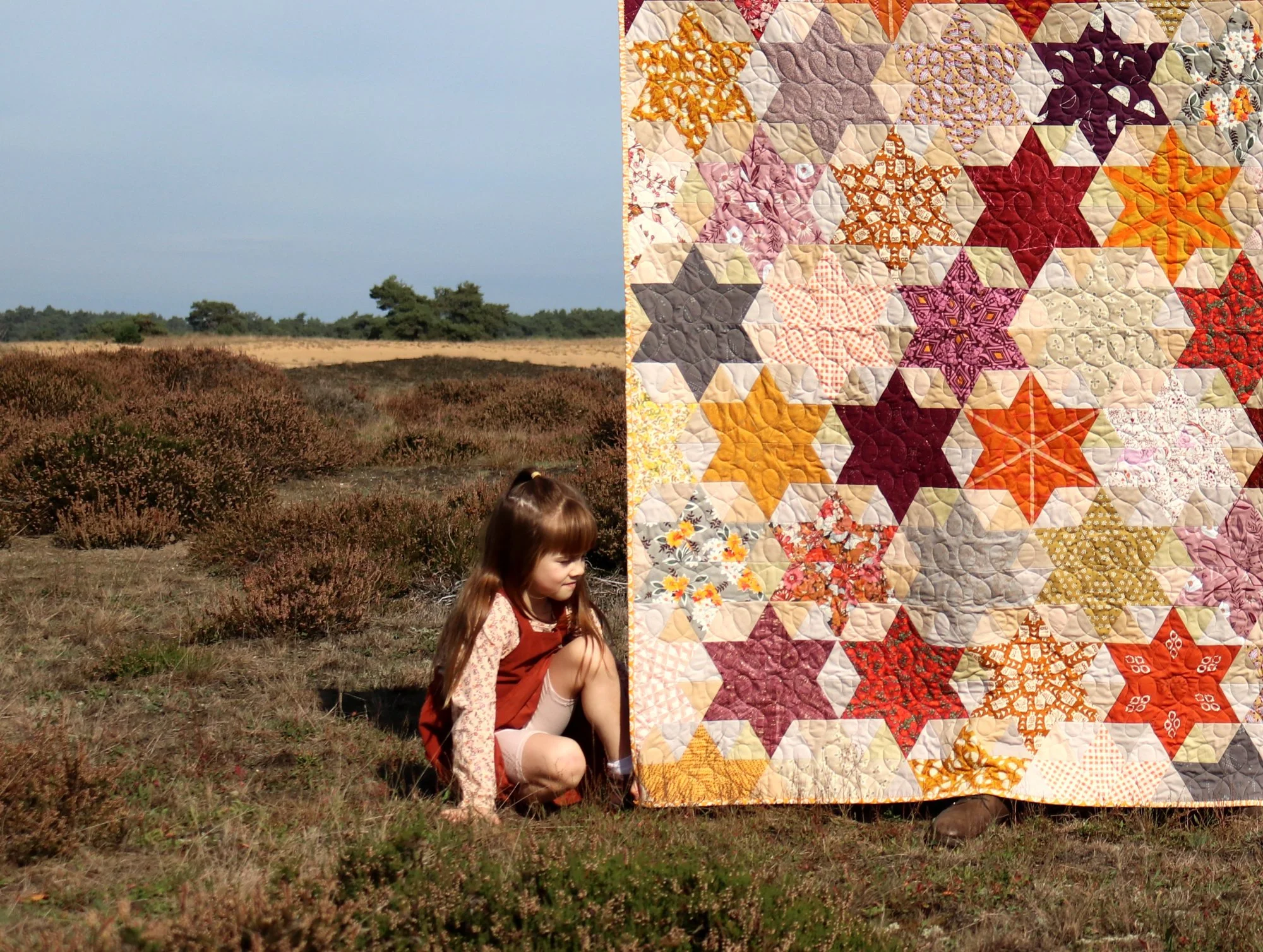 Wheat Harvest Starbright Stars quilt — Stitched in Color wheat-harvest-starbright-stars-quilt-stitched-in-color