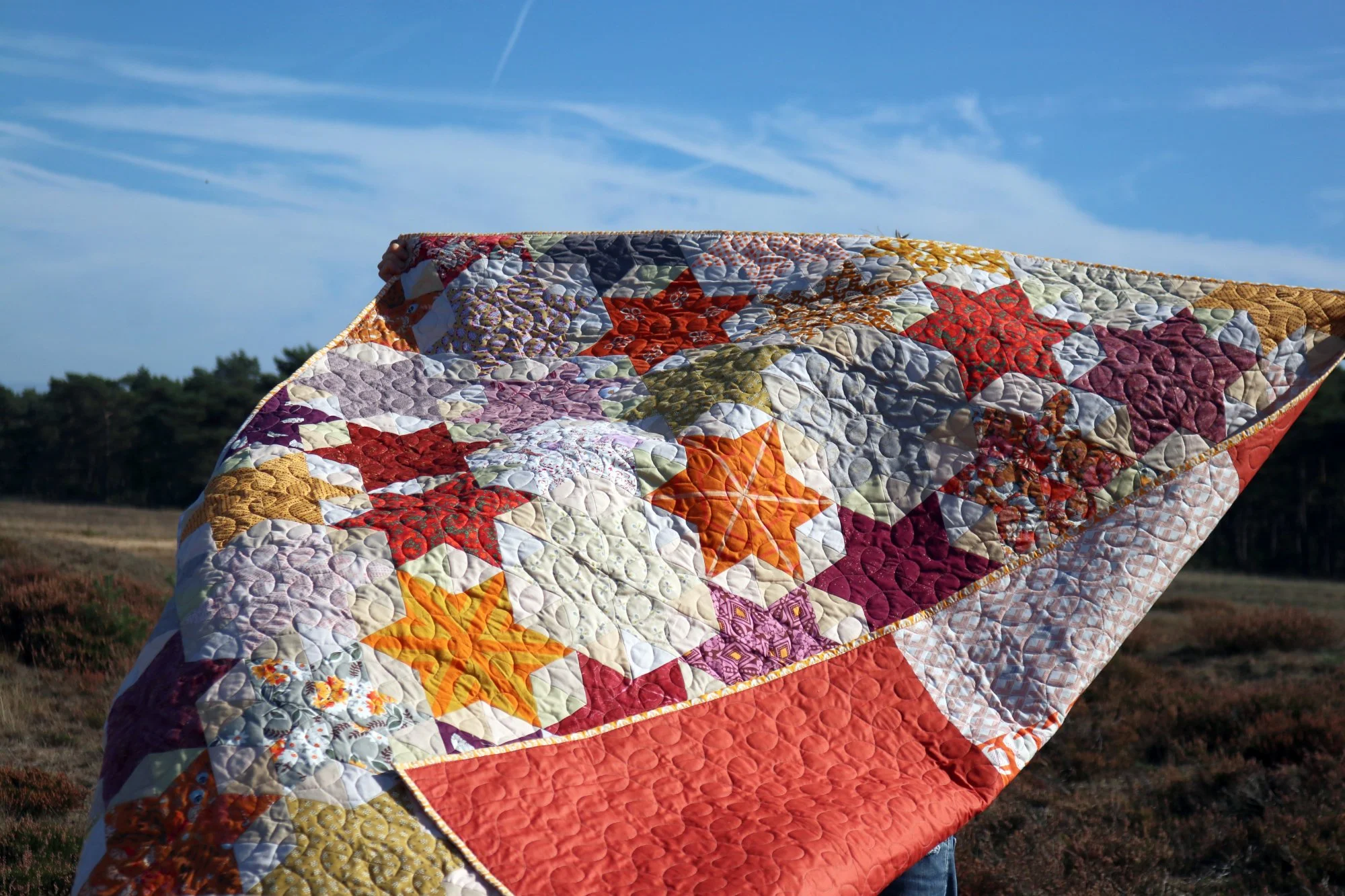 Wheat Harvest Starbright Stars quilt — Stitched in Color wheat-harvest-starbright-stars-quilt-stitched-in-color