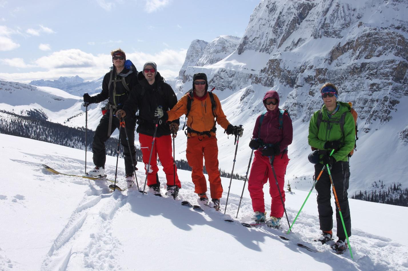 Group photo, minus me. Noseeum Peak looms to the south in the background. From left to right: Brian, Jake, Paul, Erin, and Craig. 