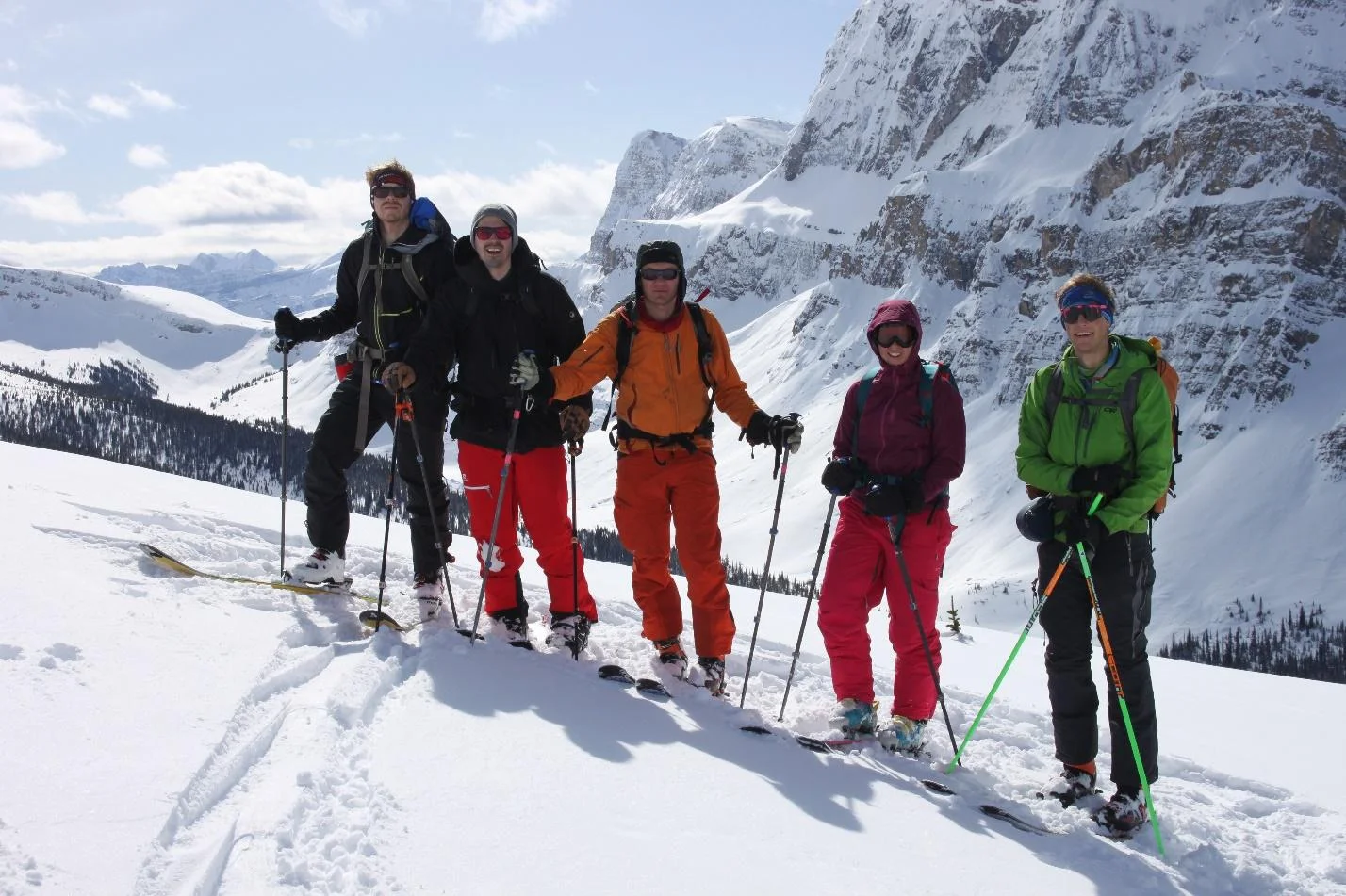 Group photo, minus me. Noseeum Peak looms to the south in the background. From left to right: Brian, Jake, Paul, Erin, and Craig.