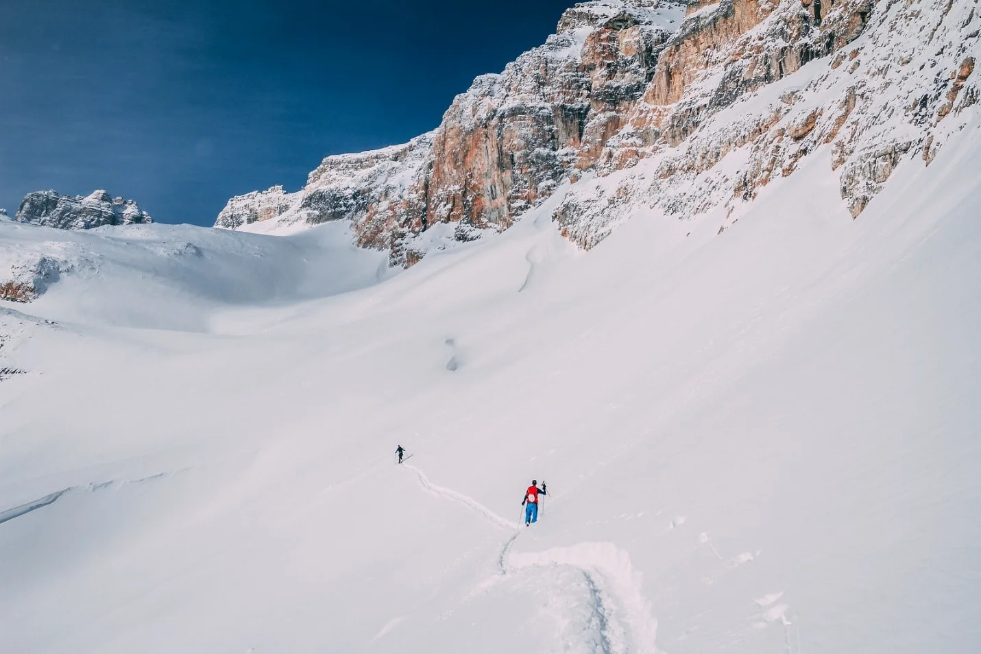 Approaching the glacier. Side-hilling for days. 