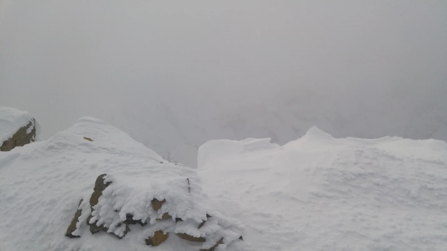 Summit cairn, Cathedral Mountain, 3187m.