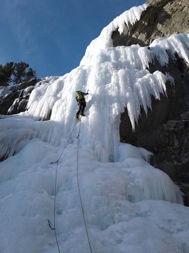 Rob sets up the next pitch. The sun was nice however it was starting to rain from those icicles above.