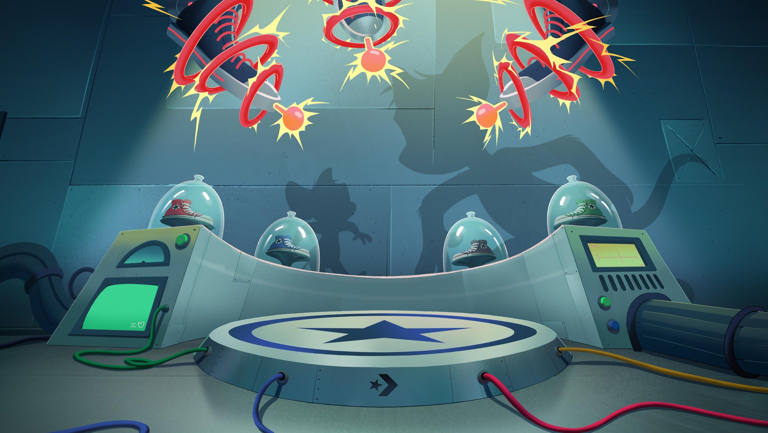 Background plate of high tech sneaker machine