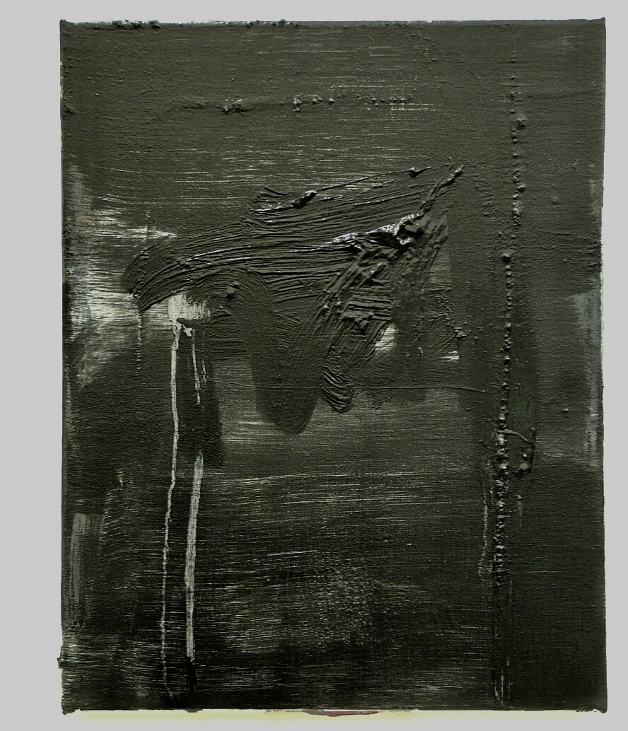  Black on silver 4, oil on canvas, 14x11”, 2020. Artists collection.  